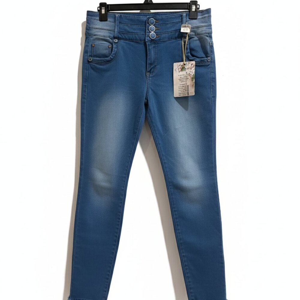 VJ Jeans | High-Rise Triple Button Frayed Hem Skinny | Size 14 NWT